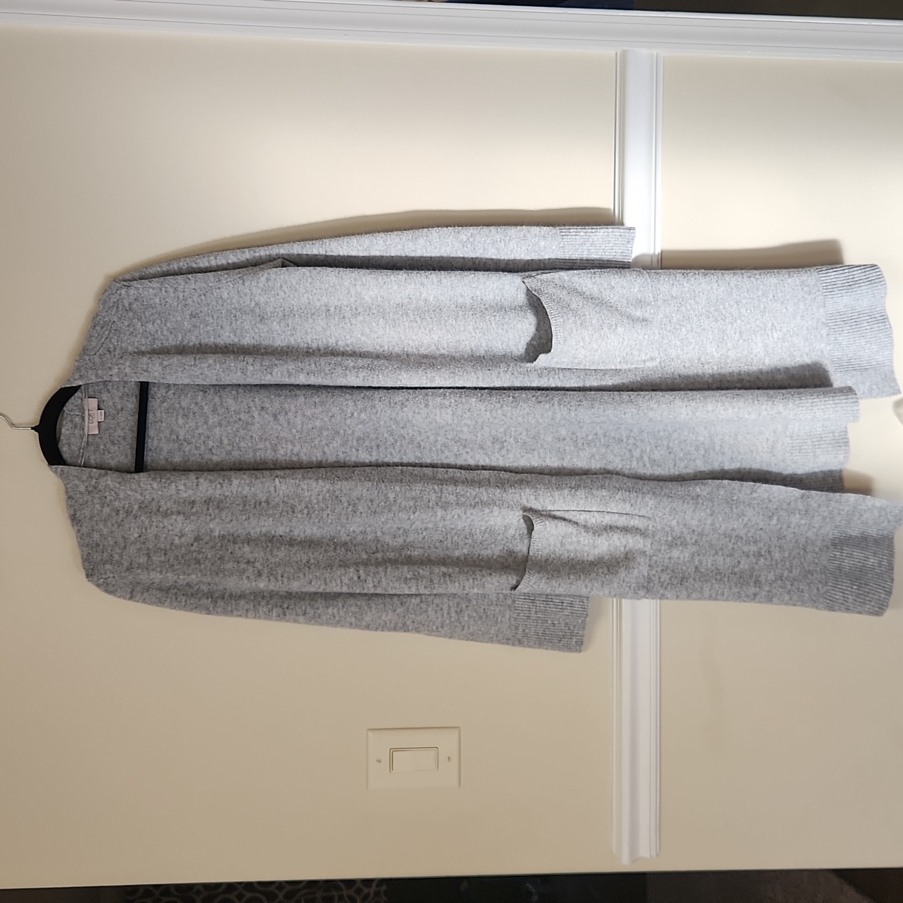Loft Light Gray Women's Cardigan Sweater Long.